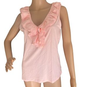 Lauren Ralph Lauren Jeans Co Pink Ruffle Cotton Sleeveless Top Petite P/M